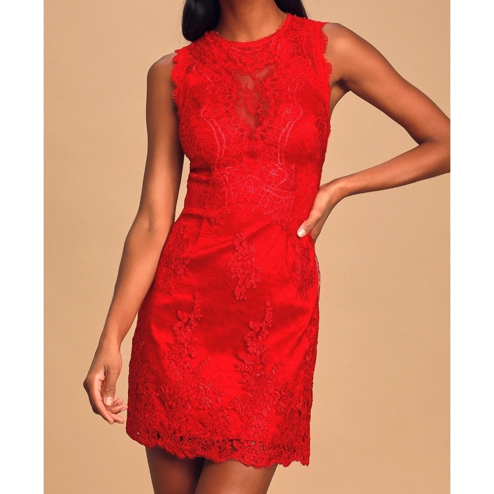 Lulus Until We Meet Again Sleeveless Lace Dress Cocktail Party Occasion‎ Size L